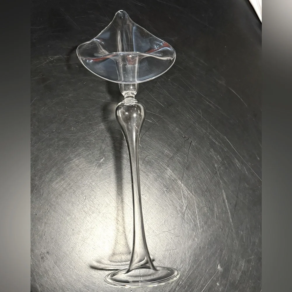 Vintage 1980's Jack in the Pulpit Hand Blown Elegant Glass Calla Lily Bud Vase